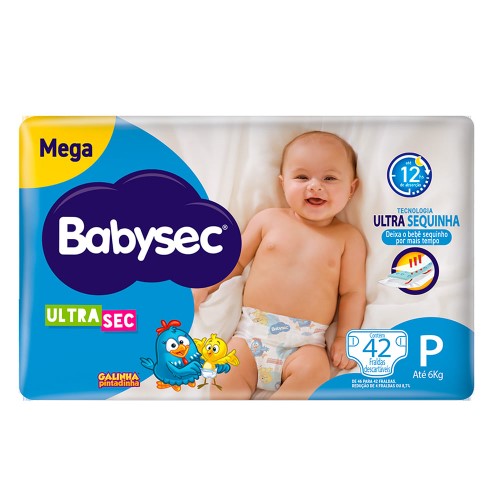 Fralda BabySec Galinha Pintadinha Ultra Sec Mega P 46 unidades