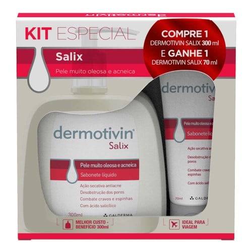 Dermotivin Salix Sabonete Líquido 300ml e Ganhe Dermotivin Salix Sabonete Líquido 70ml