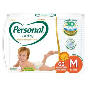 Fralda Personal Baby Premium Protection M, pacote com 62 unidades