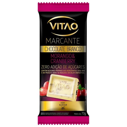 Chocolate Branco Vitao Marcante Morango e Cranberry Zero Açúcar 70g