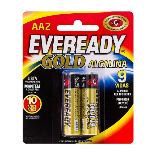 Pilha Eveready Gold Aa Alcalina 1,5v 2 Unidades