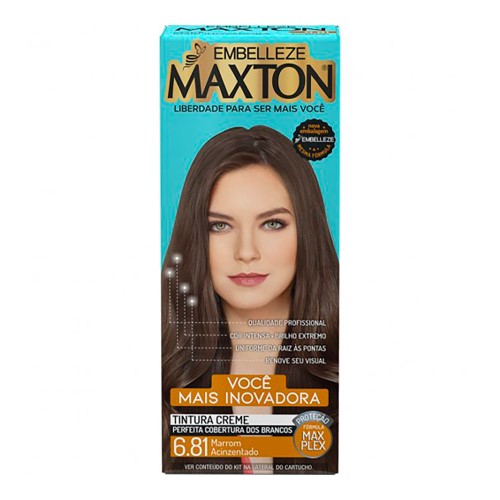 Tintura Creme Maxton 6.81 Marrom Acinzentado com 1 Unidade