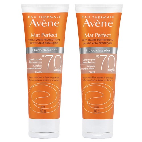 Avène Mat Perfect Kit com 2 Unidades – Protetor Solar Clareador com Cor FPS70 – Claro 40g