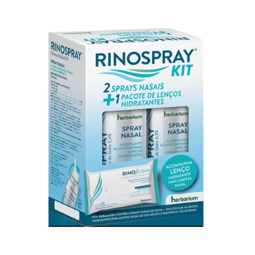 Rinospray Kit - 2 Sprays Nasais 100ml + 1 Lenço Hidratante 30 unidades