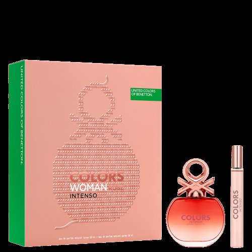 Conjunto Colors Woman Rose Intenso Benetton Feminino - Eau de Parfum 80ml + Mega Spritzer 10ml