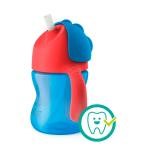 Copo com Canudo Curvado Dinossauro 200ml Azul (9m+) - Philips Avent