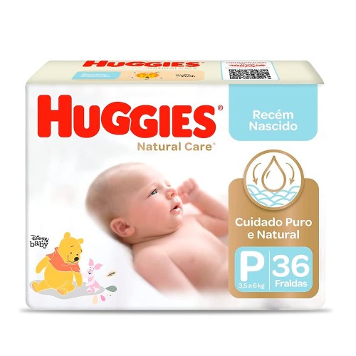 Fraldas Huggies Natural Care P 36 Unidades