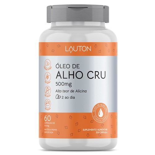 Suplemento Alimentar Òleo de Alho Cru 500mg Lauton 60 Cápsulas