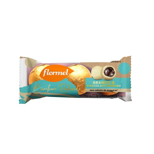 Bombom Flormel Recheado Branco e Chocolate Cremoso 37,5g