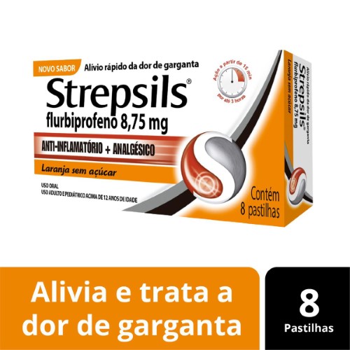 Pastilha Strepsils Laranja 8 unidades