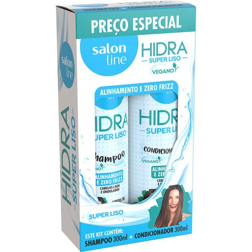 Shampoo + Condicionador Salon Line Hidra Super Liso 300ml cada Preço Especial