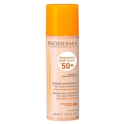 Protetor Solar Bioderma Photoderm Nude Touch FPS 50+ Dourado Para Pele Oleosa 40ml