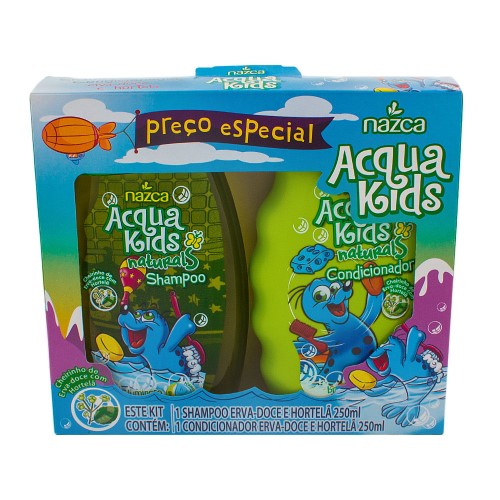 Shampoo + Condicionador Infantil Acqua Kids Naturals Erva-Doce e Hortelã com 250ml Cada Preço Especial