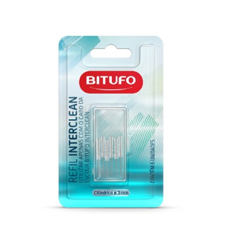 Refil para Escova de Dente Bitufo Interclean Cilíndrico 3 milímetros 6 unidades