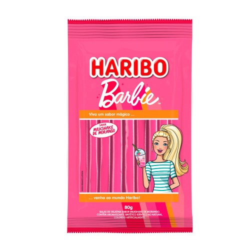 Balas Haribo Balla Sticks Barbie Milkshake de Morango 80g