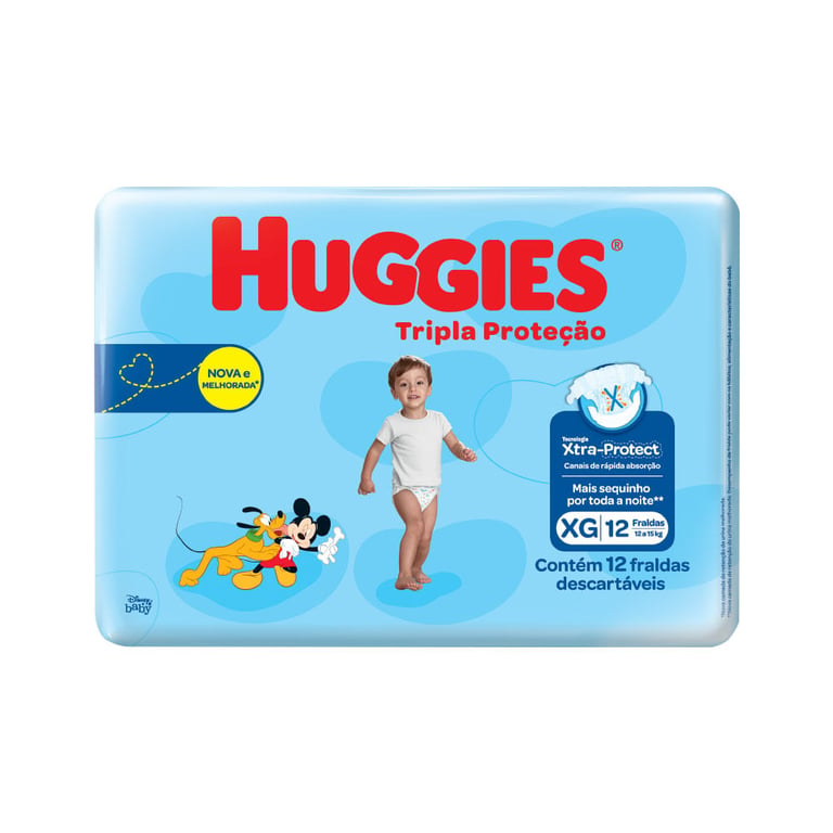 Fralda Huggies Tripla Proteção Jumbinho Xg Com 12 Unidades