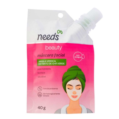 Máscara Facial Needs Beauty Argila Verde & Extrato de Chá Verde com 1 unidade