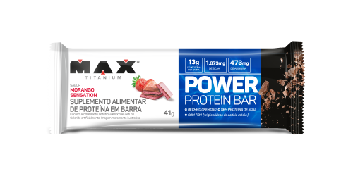 Barra de Proteína Power Protein Bar Max Titanium Sabor Morango Sensation 41g