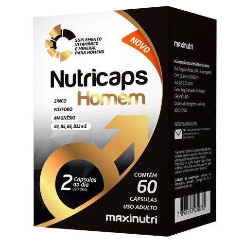 Suplemento Alimentar Nutricaps Homem Maxinutri - 60 Cápsulas