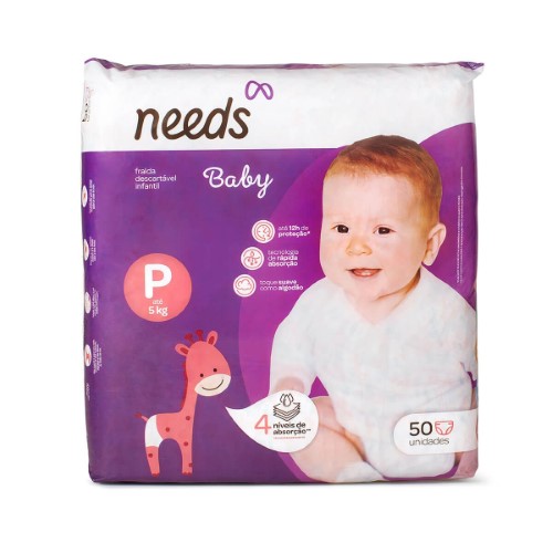 Fralda Infantil Needs Baby P 50 unidades