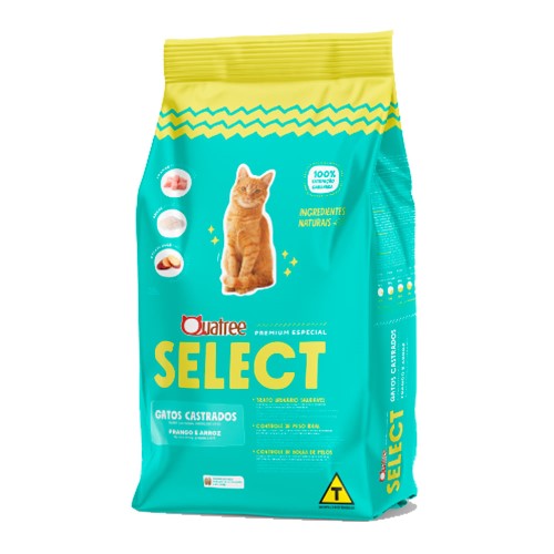 Ração para Gatos Castrados Quatree Select Sabor Frango e Arroz 1kg