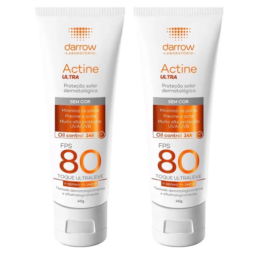 Darrow Actine Ultra Kit com 2 Unidades – Protetor Solar Facial FPS80 – 40g