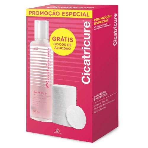 Cicatricure Água Micelar Limpeza Facial 200ml e Ganhe Discos de Algodão