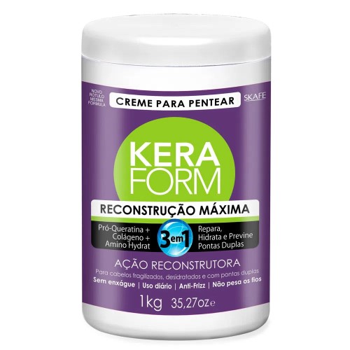 Skafe Keraform Reconstrução Máxima 3 em 1 - Creme para Pentear