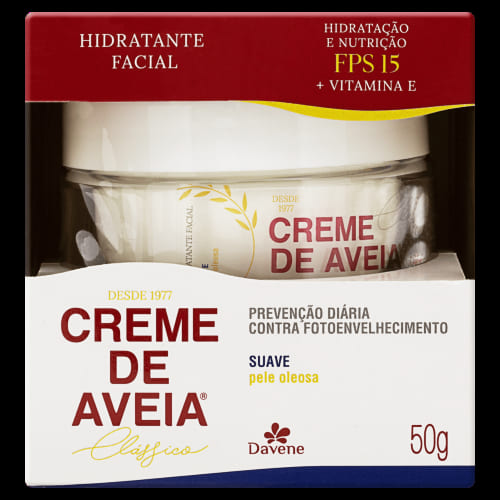 Creme Hidratante Facial De Aveia Davene Intenso Fps15 50g