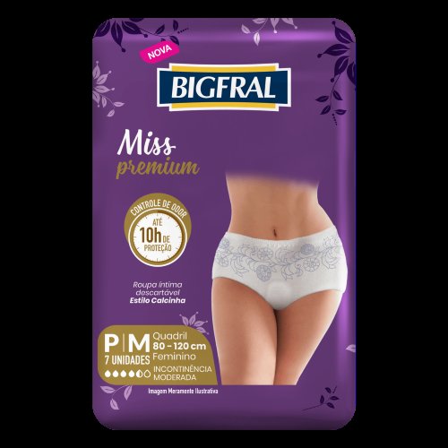 Fralda Calça Geriátrica Feminina Bigfral Miss Premium P/M 7 unidades