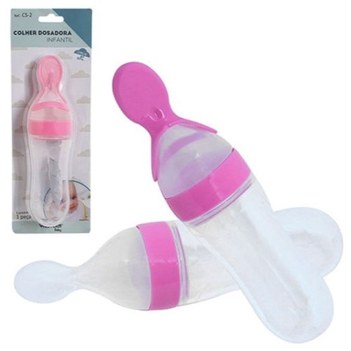 Colher Dosadora Infantil de Silicone Western Baby Rosa 1 Unidade