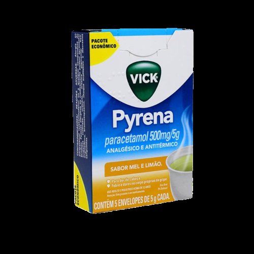 Vick Pyrena Paracetamol 500mg/5g Sabor Mel e Limão Pó para Solução Oral 5 envelopes com 5g cada