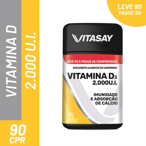 Suplemento Alimentar Vitasay Vitamina D 2.000U.I 90 Comprimidos Revestidos