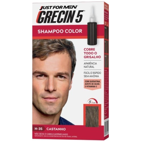 Shampoo Color Grecin 5 Just For Men H-35 Castanho com 60ml