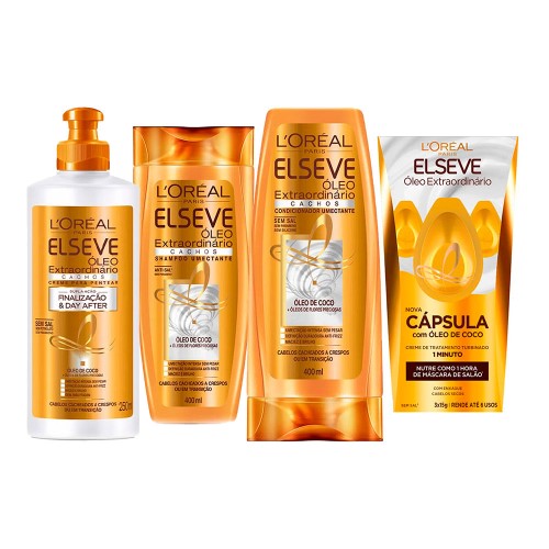 Elseve Óleo Extraordinário Cachos Kit - Shampoo + Condicionador + Creme de Pentear + Cápsula