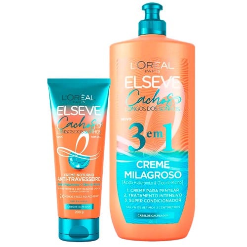 Elseve Cachos Longos dos Sonhos Kit - Creme Noturno + Creme 3 em 1