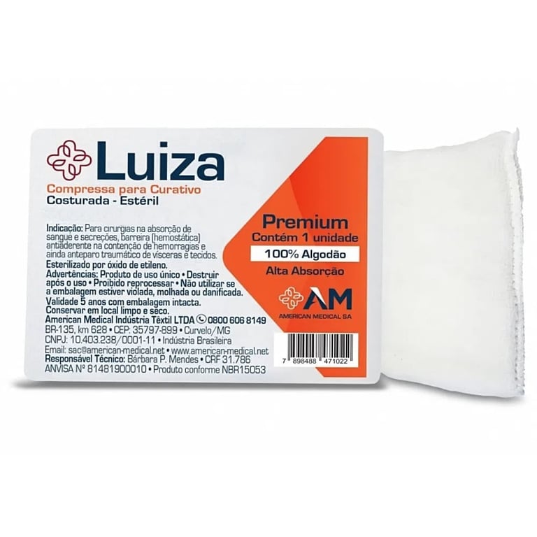 Compressa para Curativo Luiza 15x60cm 1 Unidade