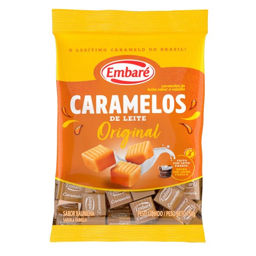 Balas Embaré Caramelo de Leite Original Sabor Baunilha 150g