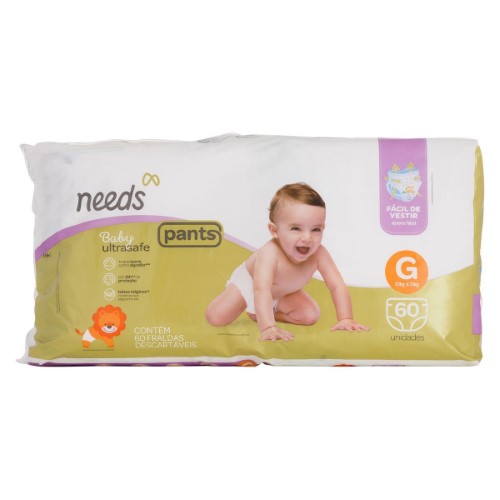 Fralda Needs Baby Ultrasafe Pants G - 60 Unidades