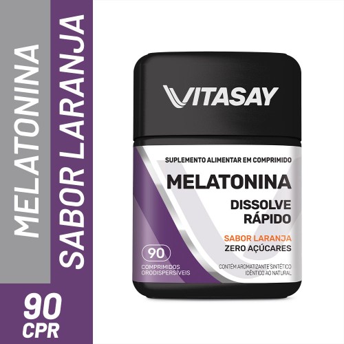 Suplemento Alimentar Vitasay Melatonina Sabor Laranja 90 Comprimidos