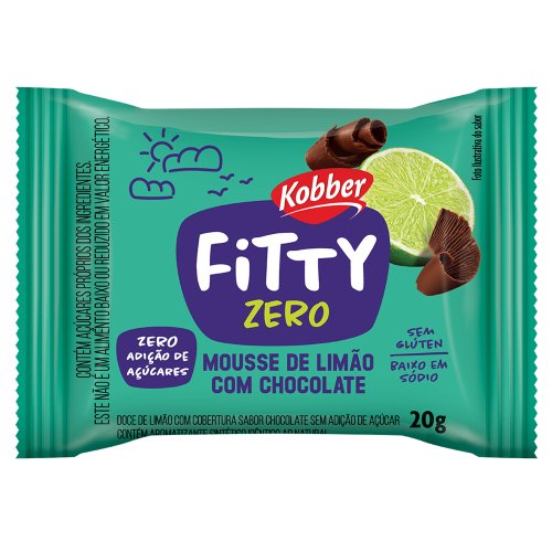 Mousse de Limão com Chocolate Kobber Fitty Zero Açúcar 20g