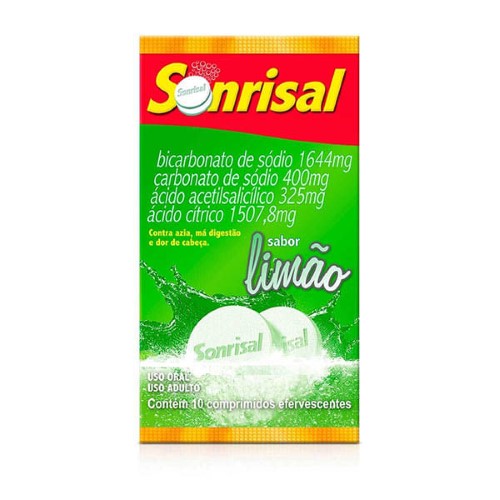 Sonrisal Limão Dupla Ação Antiácido e Analgésico para Alívio da Azia e Dor de Cabeça com 10 pastilh