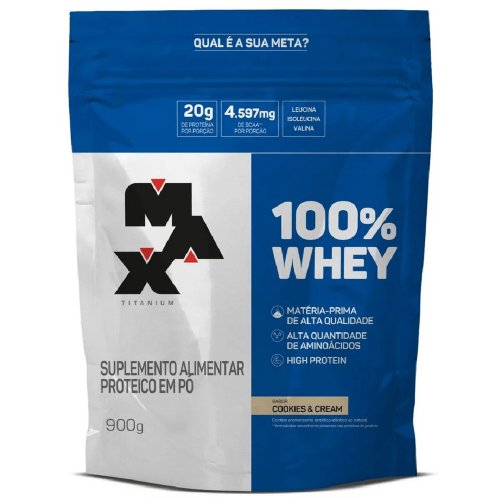 Whey Protein Max Titanium 100% Whey Cookies & Cream Refil 900g