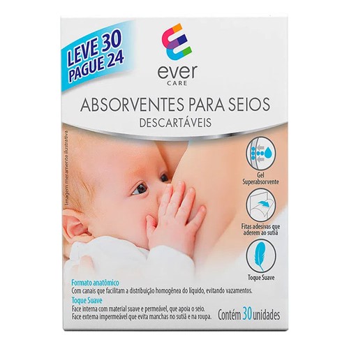 Absorvente Para Seios Ever Care 30 Unidades