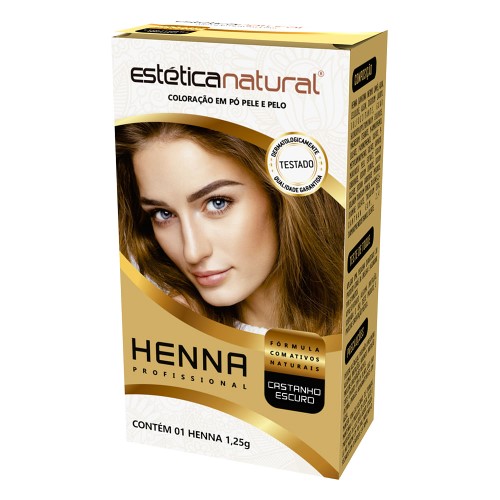 Henna Profissional para Sobrancelhas Estética Natural Castanho Escuro 1,25g