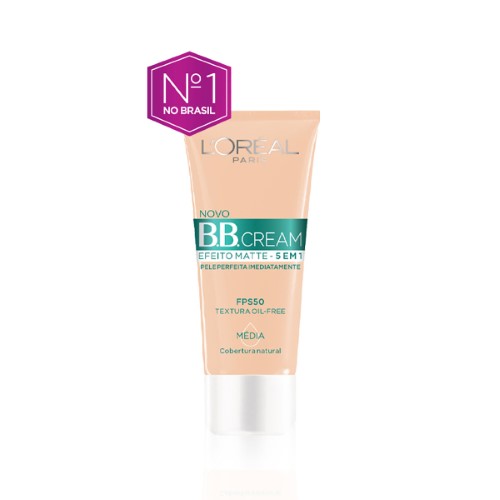 Base BB Cream Loréal Efeito Matte 5 Em 1 Cor Média FPS 50 30ml