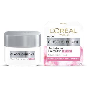 Creme Facial Antimarcas Loréal Glycolic Bright Diurno Fps30 49g