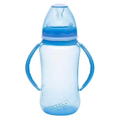 Mamadeira Aquarela Big Orto Nº2 com alça azul 330ml Kuka