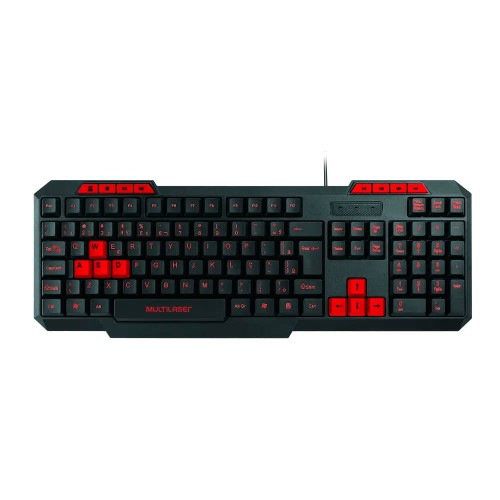 Teclado Gamer Multimídia Slim Multilaser Vermelho TC242 com 1 Unidade