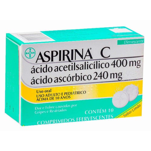 Aspirina C efervescente com 10 comprimidos